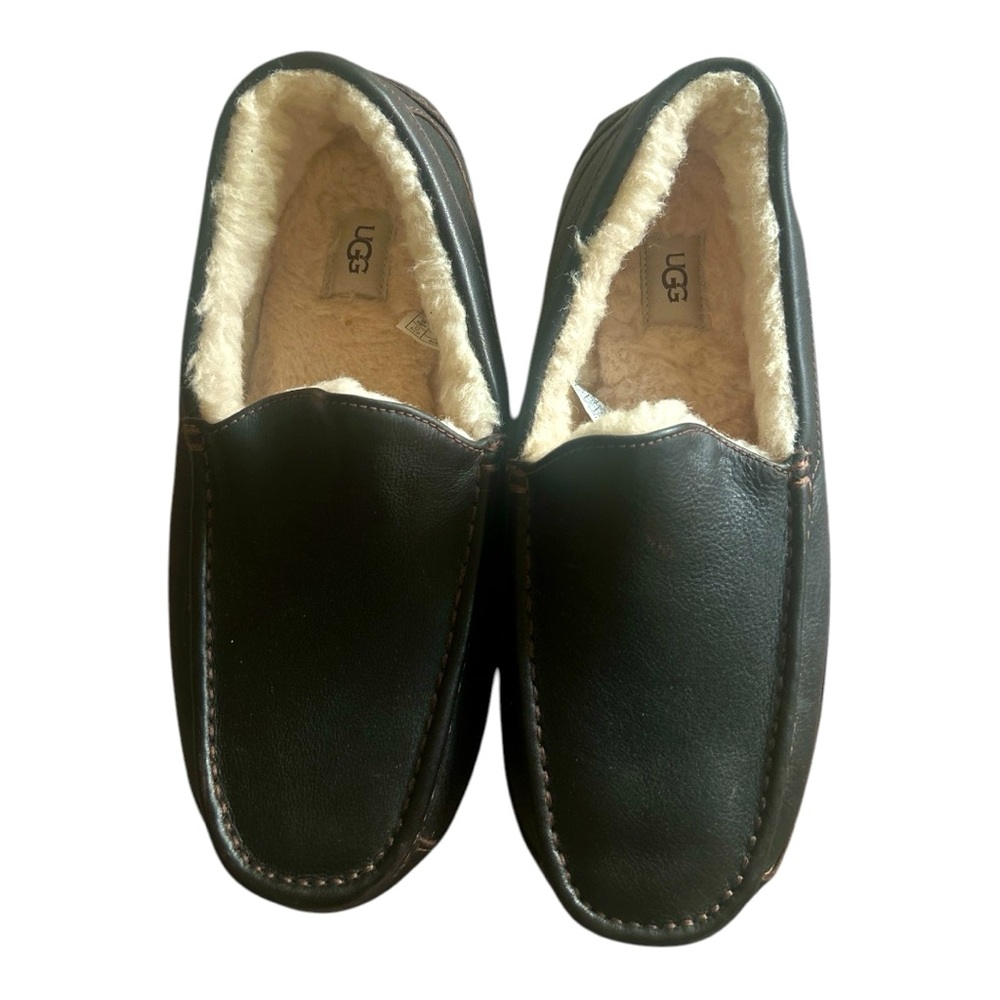 UGG Black Leather Loafers with Cream Lining